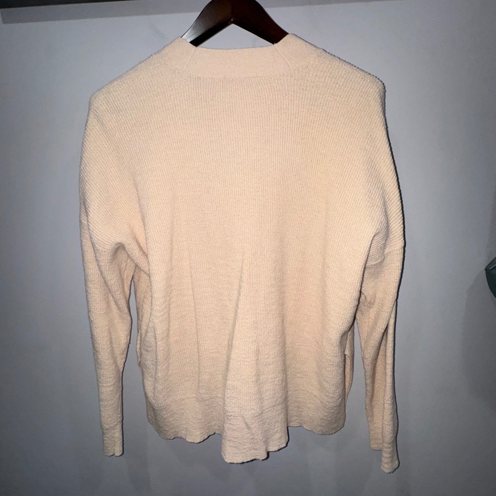 Madewell Birchmoor Cardigan Sweater Relaxed Fit Textured Ribbed Beige Large $98 - Picture 9 of 13